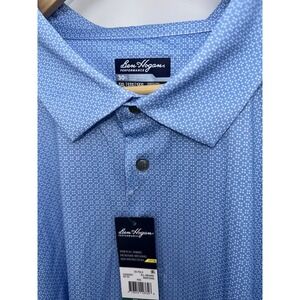 New Ben Sherman Golf Polo Blue‎ Geometric All Over Print Performance Stretch 5XL